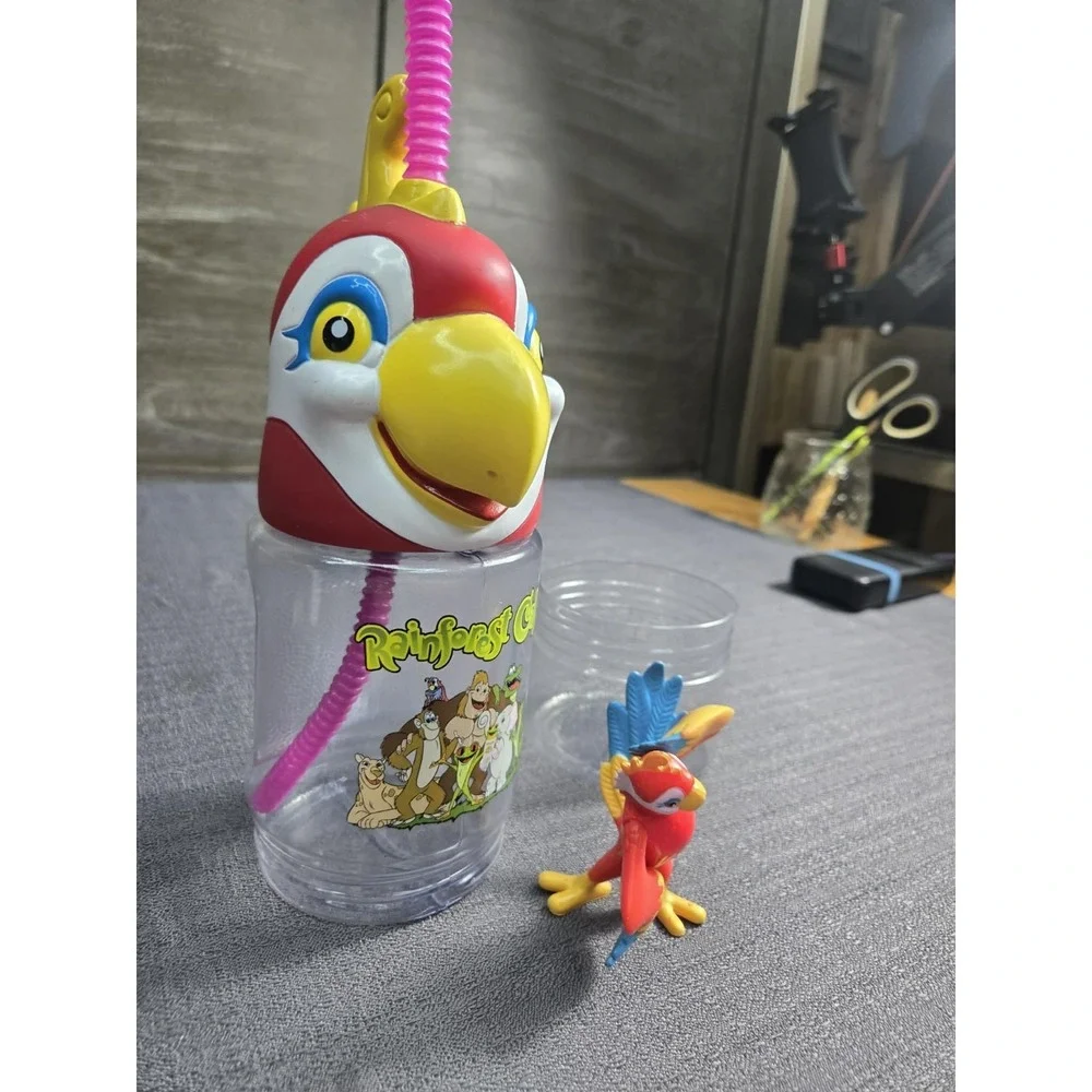 Rainforest Cafe Rio Macaw Bird Character Cup Straw Figure Vintage